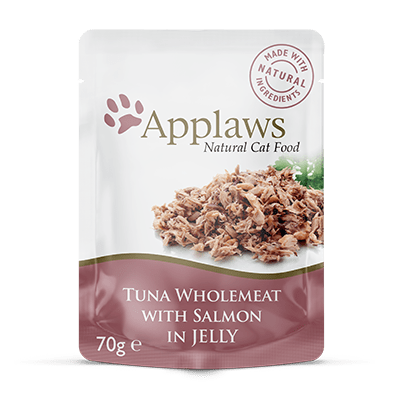 Applaws Nassfutter für Katzen Portionsbeutel Thunfisch+Lachs in Gelee 70 g