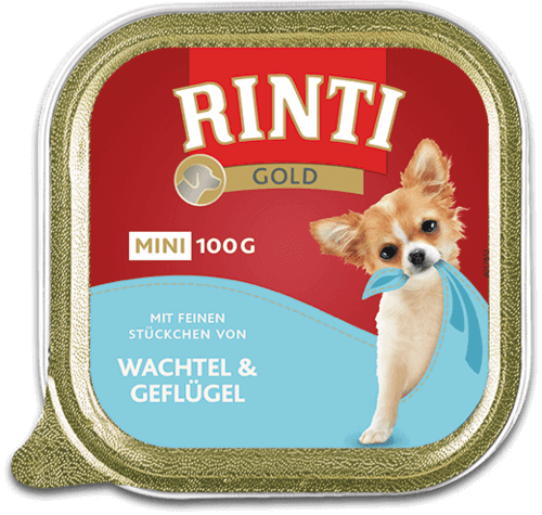 Rinti Gold MINI Schale Wachtel & Geflügel Nassfutter für Hunde