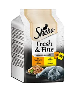 Sheba Katzen Nassfutter Fresh&Fine in Gelee Fisch Variation mit Truthahn und Huhn
