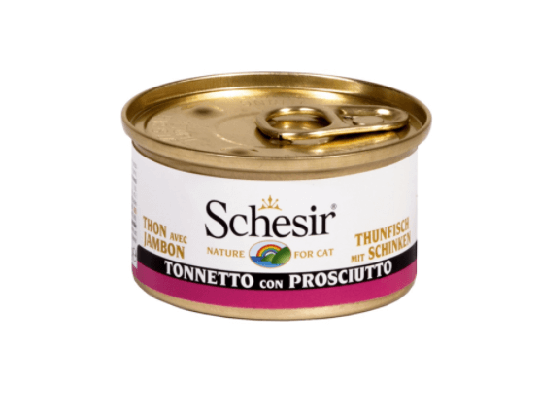 Schesir Nassfutter für Katzen Dosen Jelly Thunfisch mit Schinken