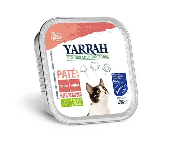 Yarrah Bio Katzen Nassfutter Pate Lachs mit Omega 3 und 6