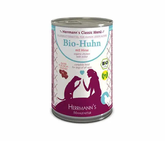 Herrmanns BIO Nassfutter für Hunde Huhn mit Hirse