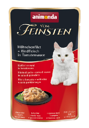 Animonda Feinsten Katzen Nassfutter- Adult-Hühnchenfilet+Rindfleisch in Tomatensauce