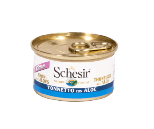 Schesir Nassfutter für Katzen Dosen Kitten Thunfisch mit Aloe