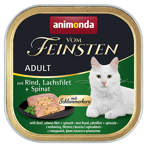 Animonda Feinsten Katzen Nassfutter- Adult- Rind+Lachsfilet+Spinat