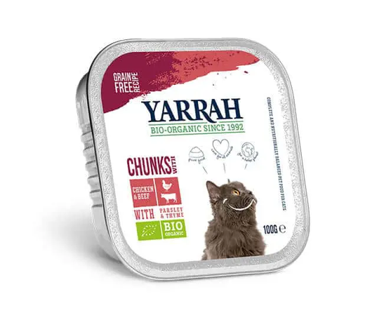 Yarrah Bio Katzen Nassfutter Bröckchen Rind mit Zichorie