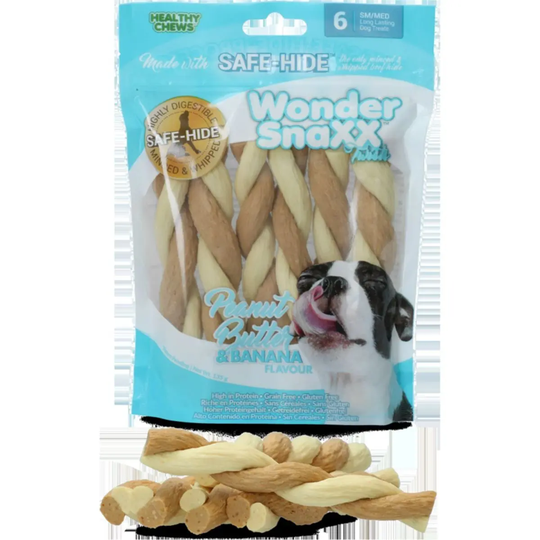 Healthy Chews Hund Snacks Wonder Snaxx Twists Erdnuss und Banane