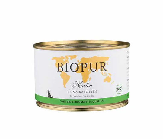 Biopur Nassfutter für Hund Huhn, Reis und Karotten-Abo