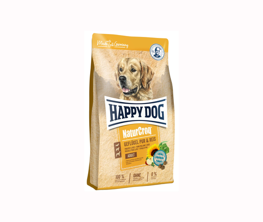 Happy Dog Trockenfutter für Hunde Natur-Croq Geflügel Pur + Reis