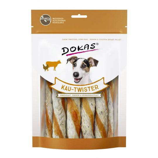 DOKAS Hundesnacks Kautwister Rind, Pansen und Huhn 200g
