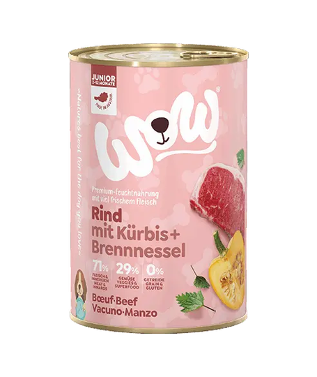 WOW Nassfutter für Hunde JUNIOR RIND MIT KÜRBIS