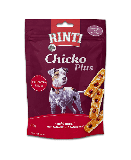 Rinti Chicko Plus Früchteriegel Snacks für Hunde mit Huhn