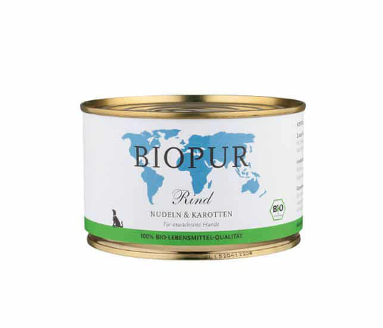 Biopur Hundefutter Bio Rind Nudeln und Karotten