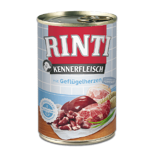 Rinti Kennerfleisch Nassfutter für Hunde Dose Geflügelherzen