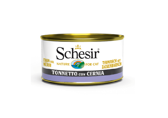 Schesir Nassfutter für Katzen Dosen Jelly Thunfisch+Barsch