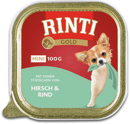 Rinti Gold MINI Schale Hirsch & Rind Nassfutter für Hunde