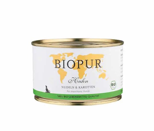Biopur Huhn Nudeln und Karotten – Nassfutter für Hunde