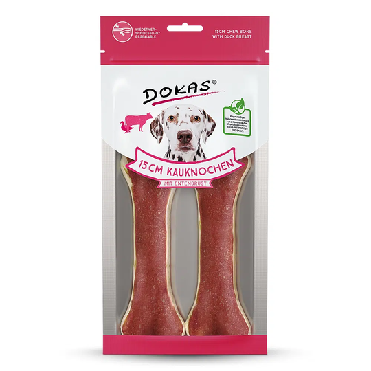 DOKAS Hundesnacks Kauknochen mit Ente 15cm