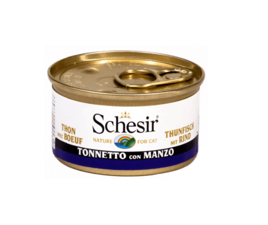 Schesir Nassfutter für Katzen Dosen Jelly Thunfisch mit Rinderfilet