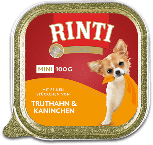 Rinti Gold MINI Schale Truthahn & Kaninchen Nassfutter für Hunde