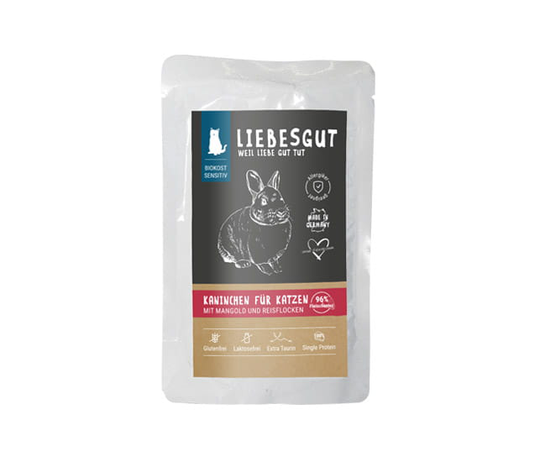 Liebesgut Kaninchen mit Mangold und Reisflocken (Sensitiv für Katzen) - 100g