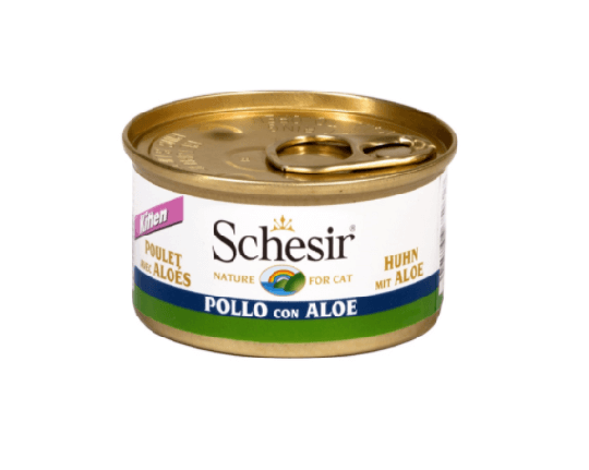 Schesir Nassfutter für Katzen Dosen Kitten Hühnerfilet mit Aloe