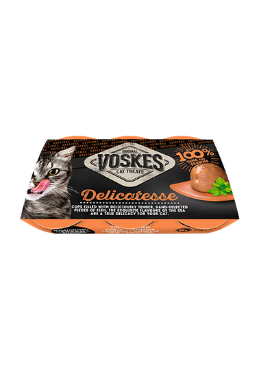VOSKES SNACKS Katze Cups Gelee Thunfisch & Garnelen 6x25 g