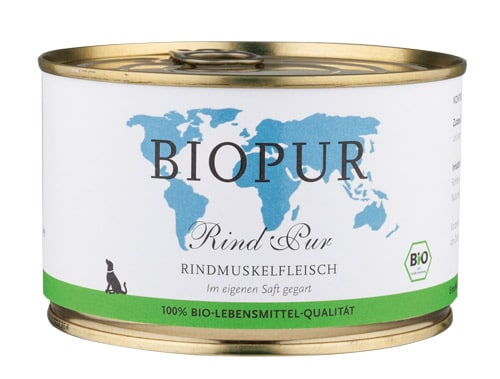 BIOPUR Bio Rindmuskelfleisch Nassfutter für Hunde - 380g