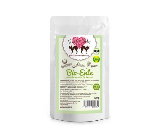 KatzenLiebe Bio Ente mit Zucchini Nassfutter für Katzen - 100g