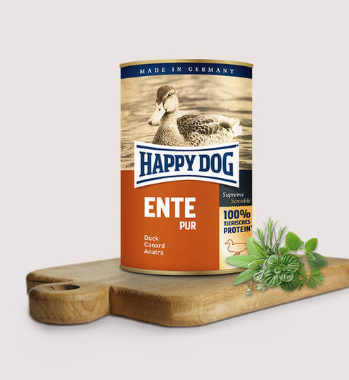 Happy Dog Ente Pur Nassfutter für Hund