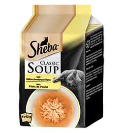 Sheba Nassfutter für Katzen Portionsbeutel Soup mit Hühnchenbrustfilets