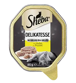Sheba Nassfutter für Katzen Schale Delikatesse in Gelee - Geschnetzeltes mit Huhn