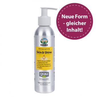 Grau tiernahrung Hokamix Skin und Shine bei Hunden und Katzen für Haut und Fell