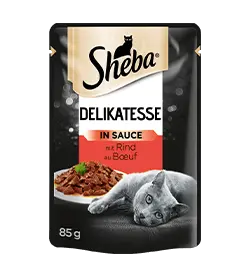 Sheba Nassfutter für Katzen Portionsbeutel Delikatesse mit Rind in Gelee