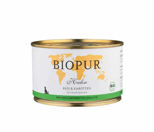 BIOPUR Bio Huhn, Reis & Karotten für Hunde-Senioren