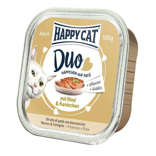 Happy Cat Nassfutter für Katzen Duo Rind+Kaninchen