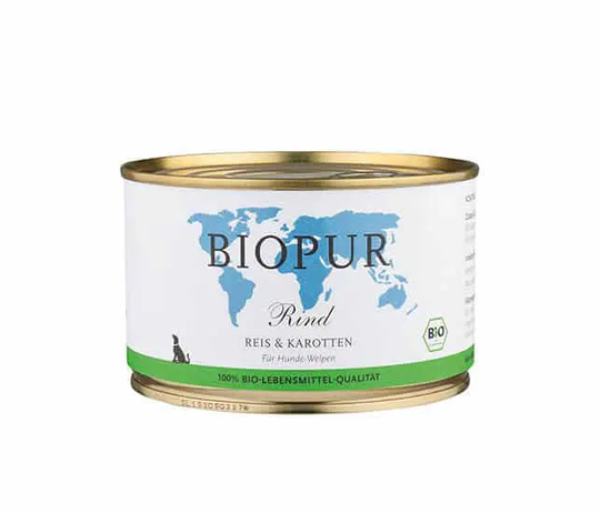 Biopur Welpe Rind Reis und Karotten Nassfutter für Hunde