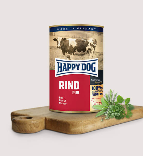 Happy Dog Nassfutter Rind Pur Nassfutter für Hund
