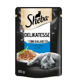 Sheba Nassfutter für Katzen Portionsbeutel Delikatesse mit Thunfisch (MSC) in Gelee