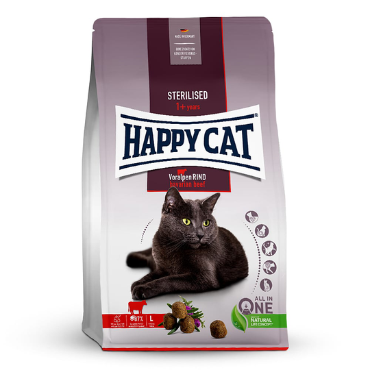 Happy Cat Trockenfutter für Katzen Sterilised Voralpen-Rind
