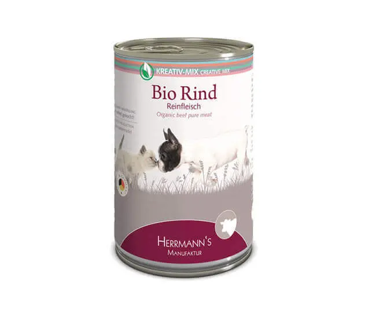 Herrmanns Reinfleisch BIO Nassfutter für Hunde und Katzen Rind