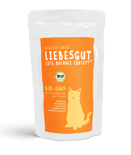 Liebesgut BIO Gans mit Kokos und Tomate Nassfutter für Katzen - 100g
