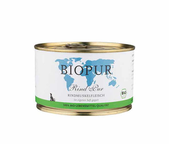 BIOPUR Bio Rindmuskelfleisch Nassfutter für Hunde - 200g