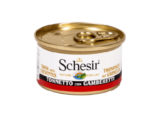 Schesir Nassfutter für Katzen Dosen Jelly Thunfisch mit Garnelen