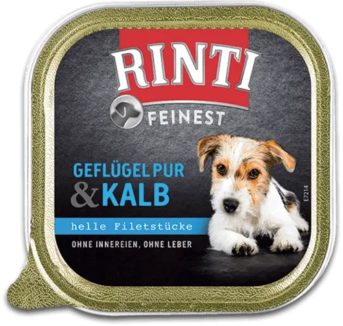 Rinti Feinest Nassfutter für Hunde Geflügel Pur + Kalb