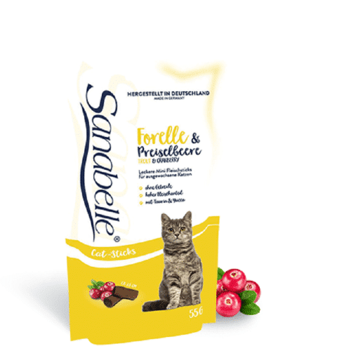 Sanabelle Katzen Snacks im Pouch-Beutel Forelle und Preiselbeere