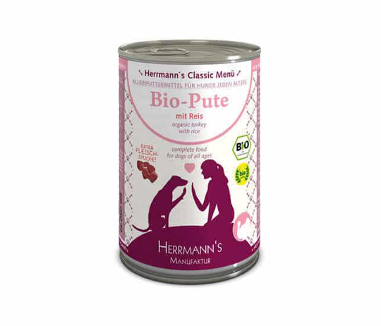 Herrmanns BIO Pute mit Reis Nassfutter für Hunde