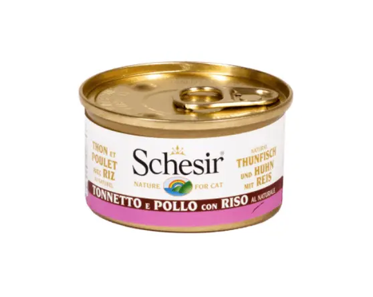 Schesir Nassfutter für Katzen Dosen Natural Thunfisch, Huhn mit Reis