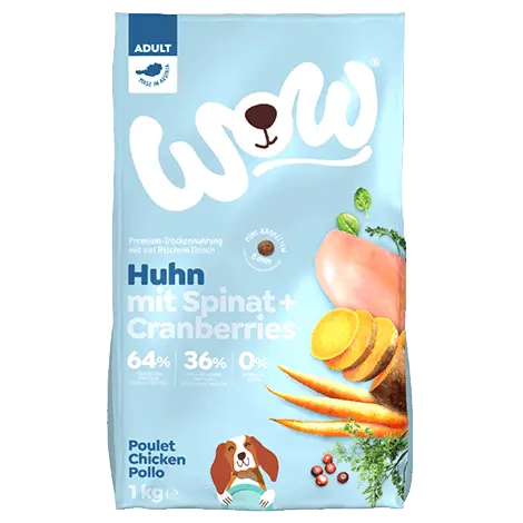 WOW TROCKENFUTTER ADULT HUHN MIT SPINAT