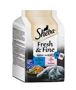 Sheba Katzen Nassfutter Fresh&Fine in Gelee Fisch Variation mit Thunfisch und Lachs (MSC)